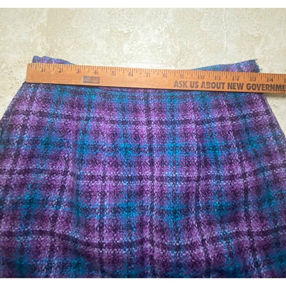 Vintage Purple Blue Plaid Wool Jacket & Skirt Set Moffat Weavers *READ* - Picture 6 of 11